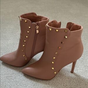 Nicole Miller Studded Blush Toned Ankle Boots